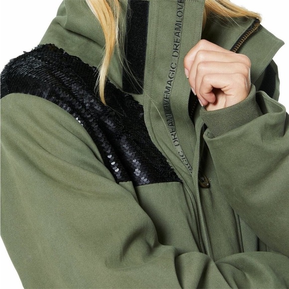 RAMY BROOK Sequin Utility Jacket Celia Grunge Streetwear Oversized Army Green S - Picture 5 of 16